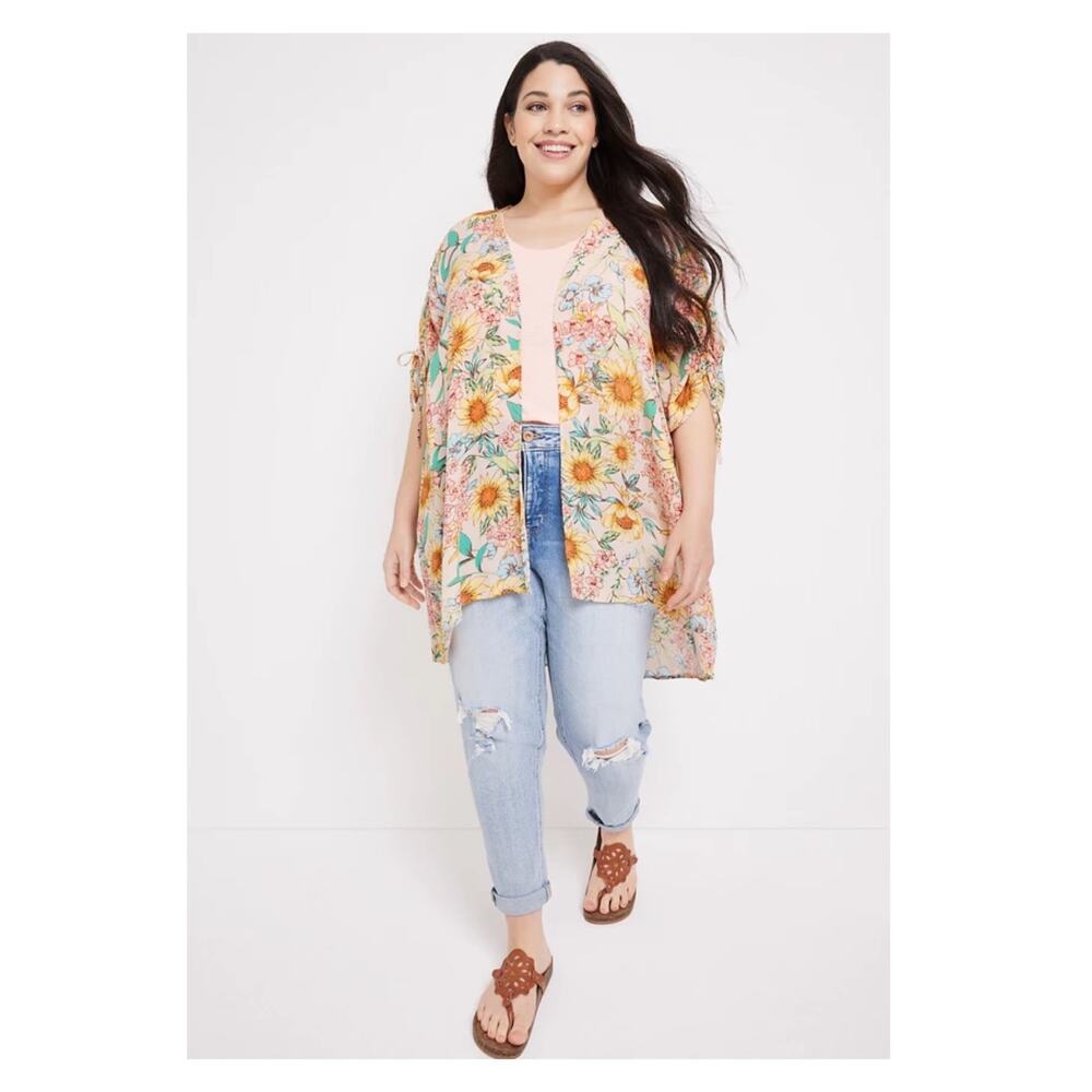 Maurices Sunflower Print Kimono Sz.2X